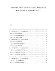 2025-2030中國人造纖維生產行業市場現狀供需分析及投資評估規劃分析研究報告