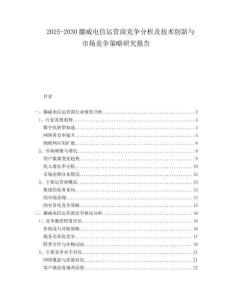 2025-2030挪威電信運營商競爭分析及技術(shù)創(chuàng)新與市場競爭策略研究報告