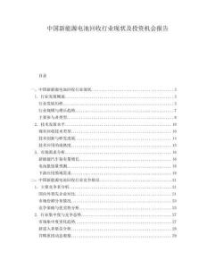 中國新能源電池回收行業(yè)現(xiàn)狀及投資機(jī)會報告