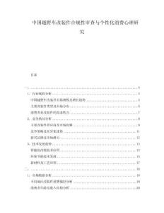 中國(guó)越野車改裝件合規(guī)性審查與個(gè)性化消費(fèi)心理研究