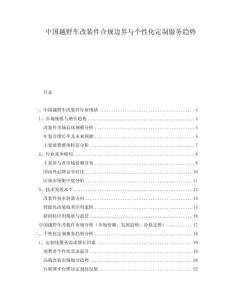 中國越野車改裝件合規邊界與個性化定制服務趨勢