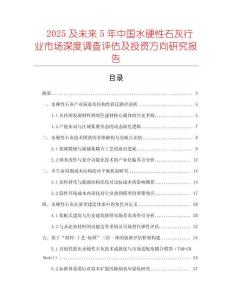 2025及未來(lái)5年中國(guó)水硬性石灰行業(yè)市場(chǎng)深度調(diào)查評(píng)估及投資方向研究報(bào)告