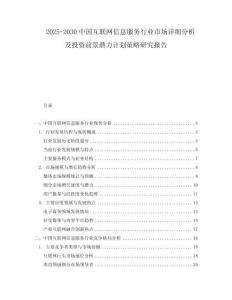 2025-2030中國互聯(lián)網(wǎng)信息服務(wù)行業(yè)市場(chǎng)詳細(xì)分析及投資前景潛力計(jì)劃策略研究報(bào)告