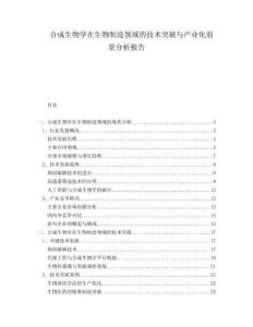 合成生物學(xué)在生物制造領(lǐng)域的技術(shù)突破與產(chǎn)業(yè)化前景分析報(bào)告