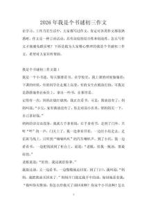 2026年我是個書謎初三作文