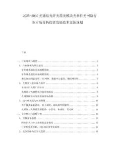 2025-2030光通信光纖光纜光模塊光器件光網絡行業市場分析投資發展技術更新規劃