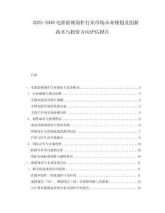 2025-2030電影影視制作行業市場未來規劃及創新技術與投資方向評估報告