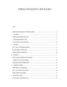 母嬰用品零售渠道變革與增長機會報告