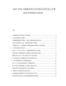 2025-2030大數(shù)據(jù)處理行業(yè)市場競爭研究及云計算技術應用創(chuàng)新方向綜述