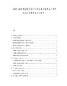 2025-2030滁城新能源材料市場水到渠成及產業鏈深化與資本增值研究報告