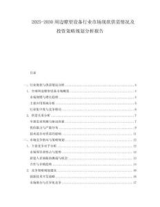 2025-2030周邊瞭望設(shè)備行業(yè)市場(chǎng)現(xiàn)狀供需情況及投資策略規(guī)劃分析報(bào)告