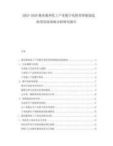 2025-2030俄亥俄州化工產業(yè)數字化轉型智能制造轉型發(fā)展策略分析研究報告