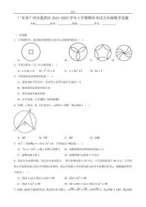 2024-2025學(xué)年廣州市荔灣區(qū)九年級（上）期末數(shù)學(xué)試題含答案