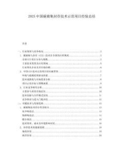 2025中國碳捕集封存技術示范項目經驗總結