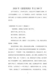 2026年《感恩媽媽》作文500字