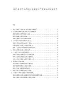 2025中國自動(dòng)駕駛技術(shù)突破與產(chǎn)業(yè)鏈協(xié)同發(fā)展報(bào)告