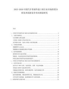 2025-2030中國汽車零部件進口商行業市場供需分析技術創新競爭布局規劃研究