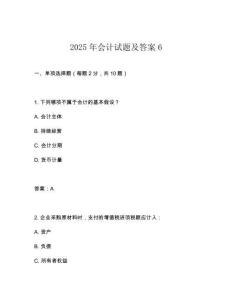 2025年會計試題及答案6