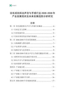 羽毛球拍揮擊聲音與手感行業2026-2030年產業發展現狀及未來發展趨勢分析研究