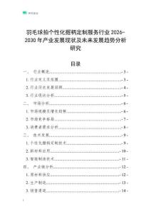 羽毛球拍個性化握柄定制服務行業2026-2030年產業發展現狀及未來發展趨勢分析研究