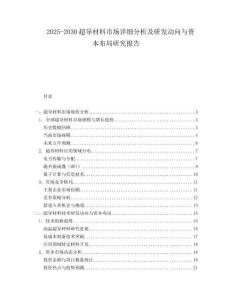 2025-2030超導(dǎo)材料市場詳細(xì)分析及研發(fā)動向與資本布局研究報告