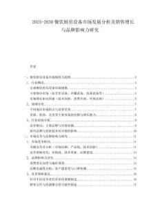 2025-2030餐飲廚房設(shè)備市場發(fā)展分析及銷售增長與品牌影響力研究