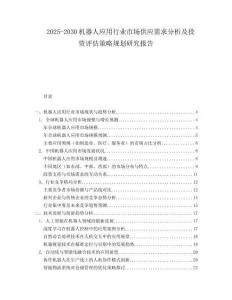 2025-2030機(jī)器人應(yīng)用行業(yè)市場供應(yīng)需求分析及投資評估策略規(guī)劃研究報(bào)告