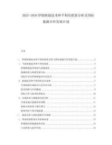 2025-2030伊朗核能技術和平利用政策分析及國際能源合作發展計劃