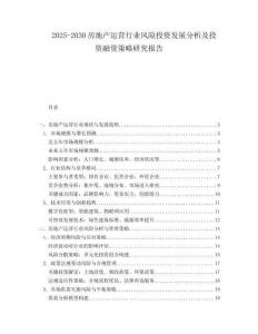 2025-2030房地產(chǎn)運營行業(yè)風險投資發(fā)展分析及投資融資策略研究報告