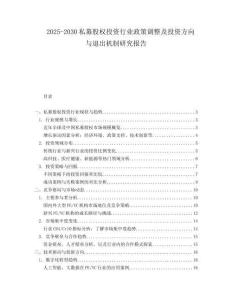 2025-2030私募股權(quán)投資行業(yè)政策調(diào)整及投資方向與退出機制研究報告