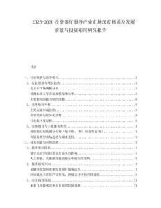 2025-2030投資銀行服務(wù)產(chǎn)業(yè)市場深度拓展及發(fā)展前景與投資布局研究報告