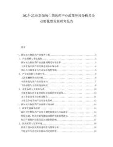 2025-2030新加坡生物醫(yī)藥產(chǎn)業(yè)政策環(huán)境分析及企業(yè)孵化器發(fā)展研究報告