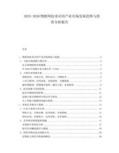 2025-2030物聯(lián)網(wǎng)技術應用產(chǎn)業(yè)市場發(fā)展趨勢與投資分析報告