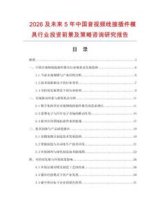2026及未來5年中國音視頻線接插件模具行業(yè)投資前景及策略咨詢研究報告