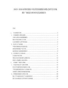 2025-2030矽肺預防中醫藥保健服務模式研究市場推廣規劃分析研究發展報告