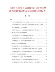 2026及未來5年中國IC卡取水計費器市場數據分析及競爭策略研究報告