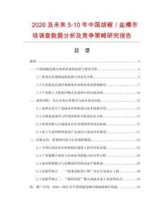 2026及未來5-10年中國胡椒／鹽樽市場調(diào)查數(shù)據(jù)分析及競爭策略研究報告