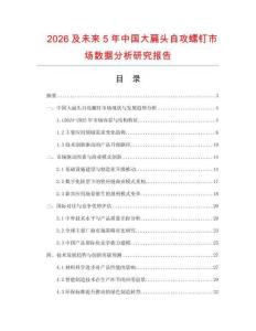 2026及未來5年中國大扁頭自攻螺釘市場數據分析研究報告
