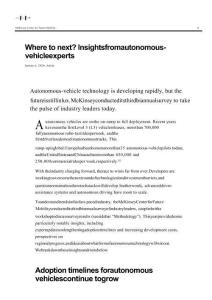 mckinsey -下一步去往何方？來自自動駕駛汽車專家的見解 Where to next Insights from autonomous-vehicle experts