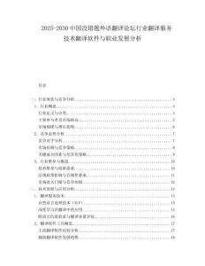 2025-2030中國沒錯(cuò)題外語翻譯論壇行業(yè)翻譯服務(wù)技術(shù)翻譯軟件與職業(yè)發(fā)展分析