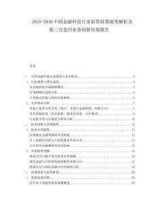 2025-2030中國金融科技行業監管政策演變解析及第三方支付業務創新應策報告