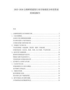 2025-2030公路橋梁建筑行業(yè)市場現(xiàn)狀分析投資前景規(guī)劃報告