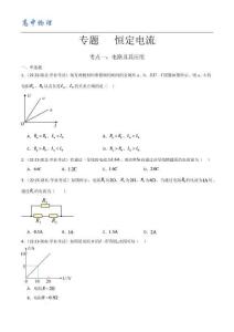 高考物理 備戰(zhàn)高中學業(yè)水平考試專題 恒定電流 （原卷版）