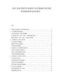 2025-2030美國汽車改裝件行業市場現狀分析及投資發展趨勢研究評估報告