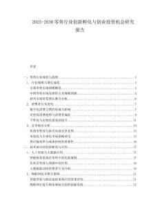 2025-2030零售行業(yè)創(chuàng)新孵化與創(chuàng)業(yè)投資機(jī)會(huì)研究報(bào)告