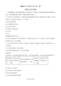 精品解析：2025年廣西南寧市中考一模道德與法治試題（解析版）