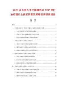 2026及未來5年中國直熱式TDP神燈治療器行業投資前景及策略咨詢研究報告