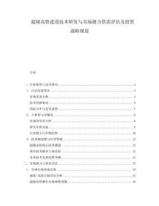 超級高鐵建設(shè)技術(shù)研發(fā)與市場潛力供需評估及投資戰(zhàn)略規(guī)劃