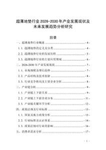 超薄地墊行業2026-2030年產業發展現狀及未來發展趨勢分析研究