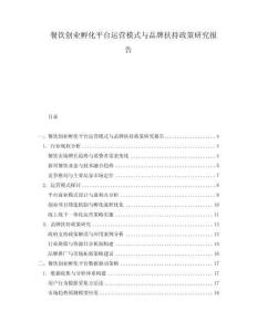 餐飲創(chuàng)業(yè)孵化平臺(tái)運(yùn)營(yíng)模式與品牌扶持政策研究報(bào)告